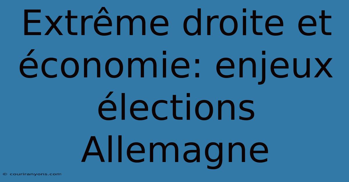 Extrême Droite Et Économie: Enjeux Élections Allemagne