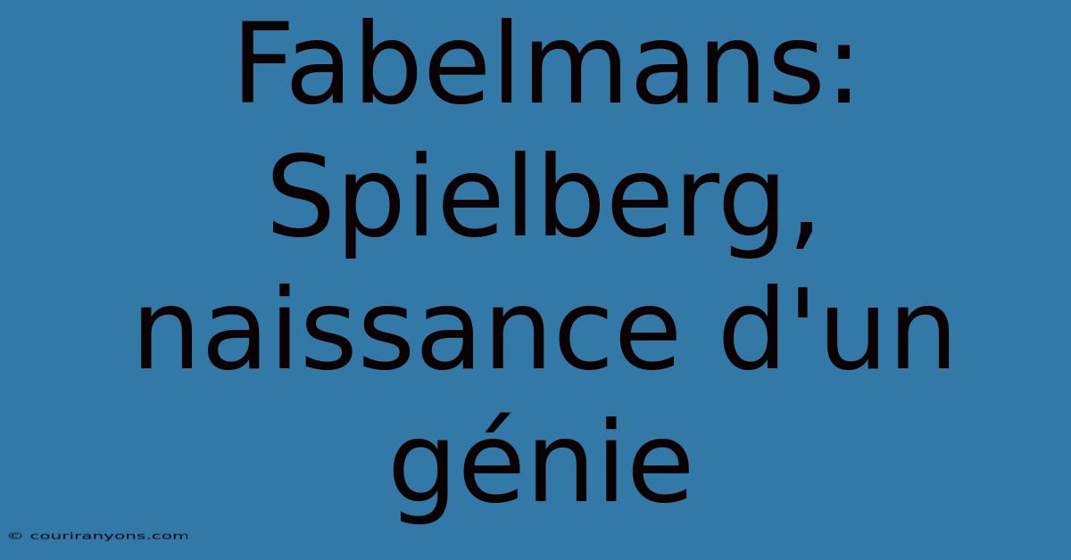 Fabelmans: Spielberg,  Naissance D'un Génie