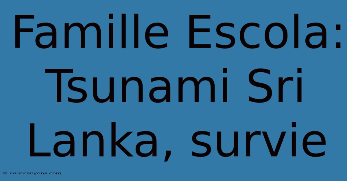 Famille Escola: Tsunami Sri Lanka, Survie