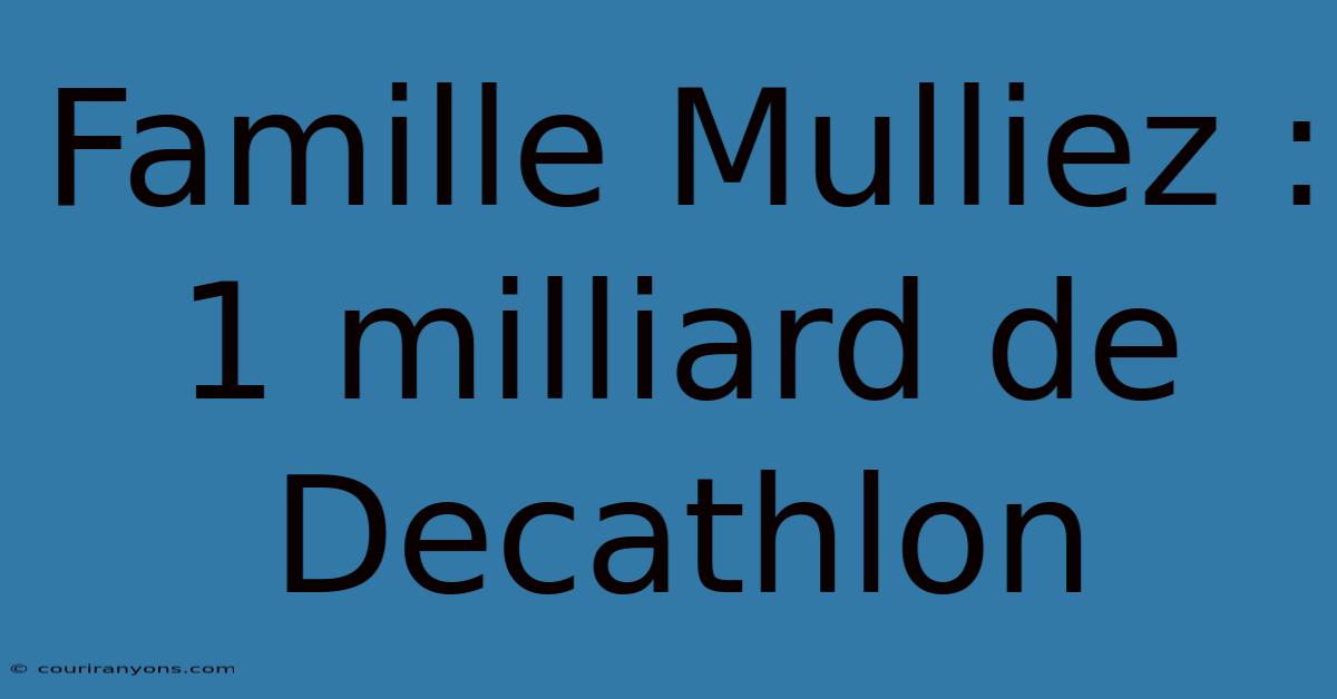 Famille Mulliez : 1 Milliard De Decathlon