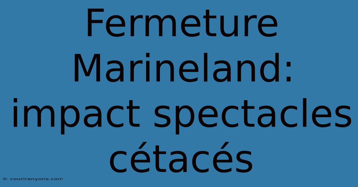 Fermeture Marineland: Impact Spectacles Cétacés