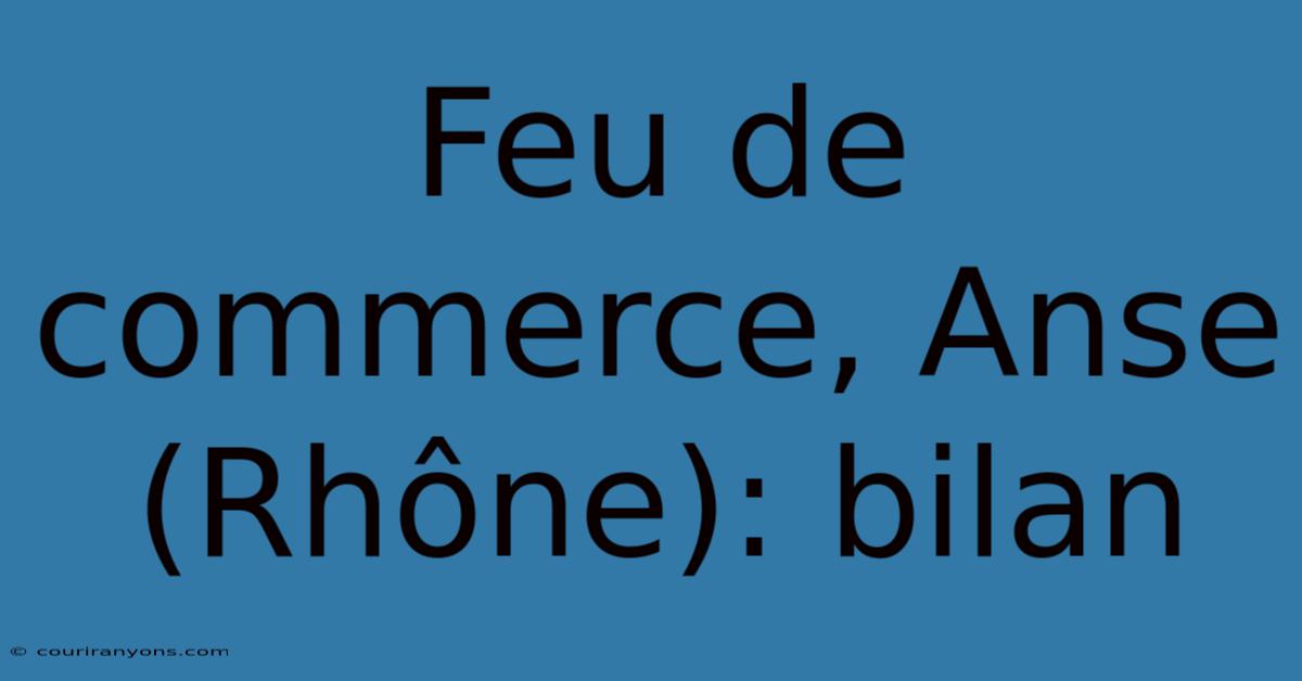 Feu De Commerce, Anse (Rhône): Bilan