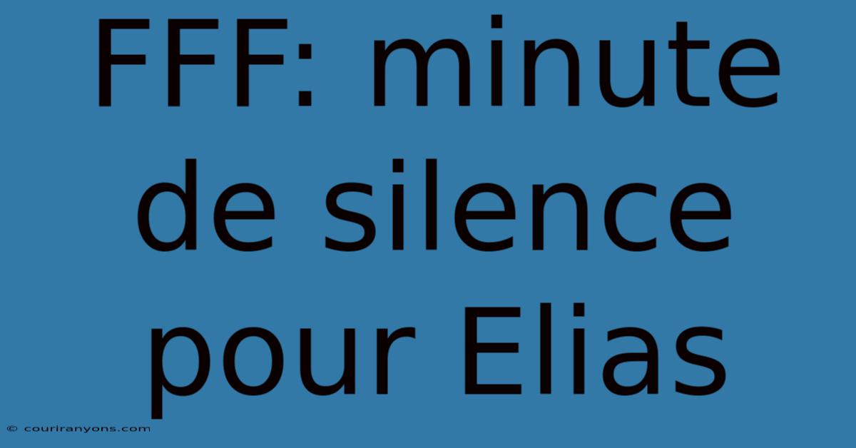 FFF: Minute De Silence Pour Elias