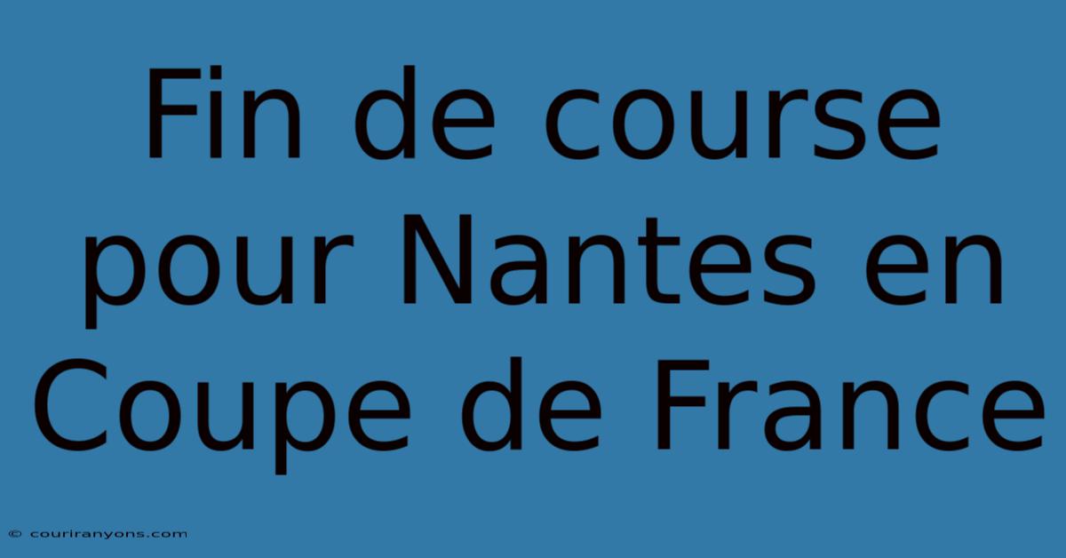 Fin De Course Pour Nantes En Coupe De France