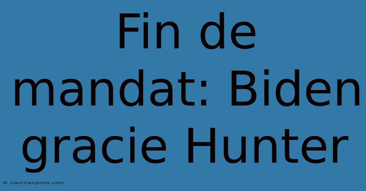 Fin De Mandat: Biden Gracie Hunter