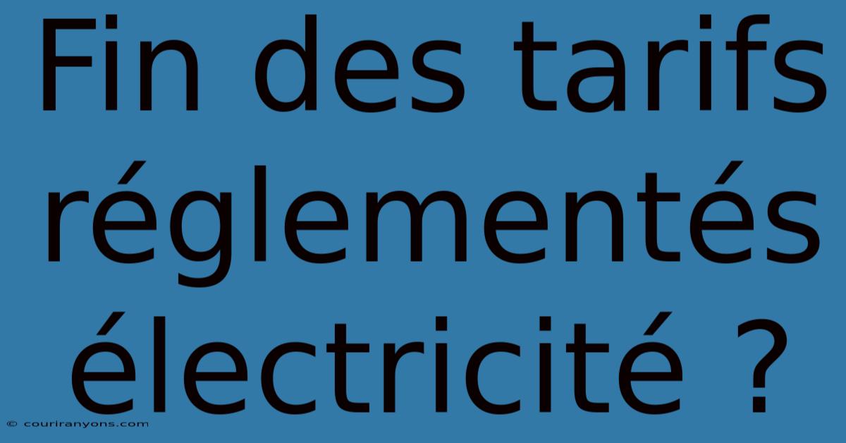 Fin Des Tarifs Réglementés Électricité ?