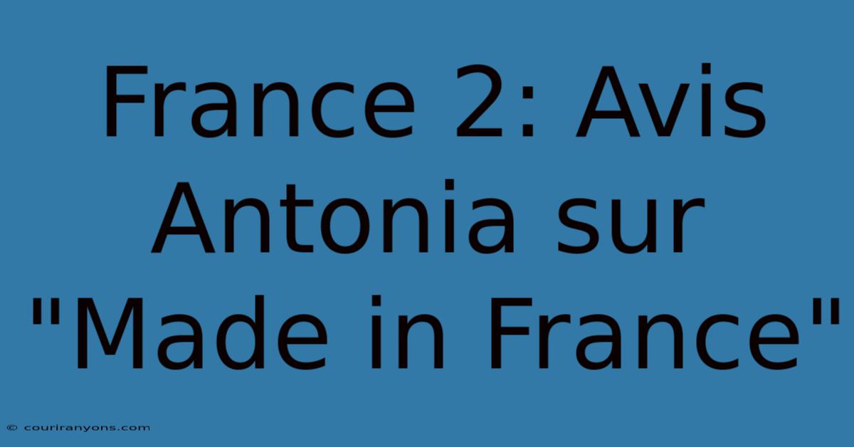 France 2: Avis Antonia Sur 