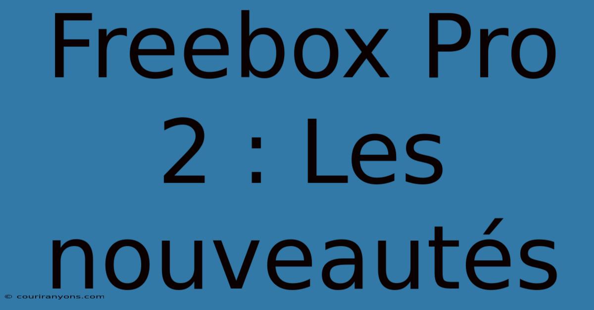 Freebox Pro 2 : Les Nouveautés