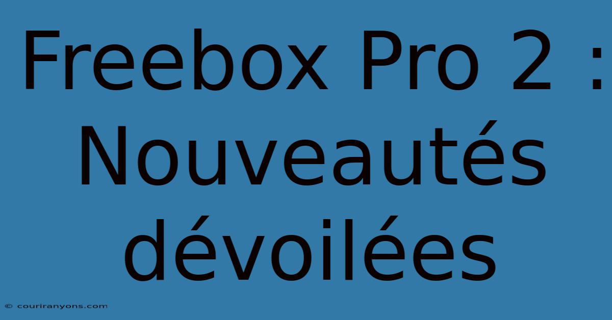 Freebox Pro 2 : Nouveautés Dévoilées