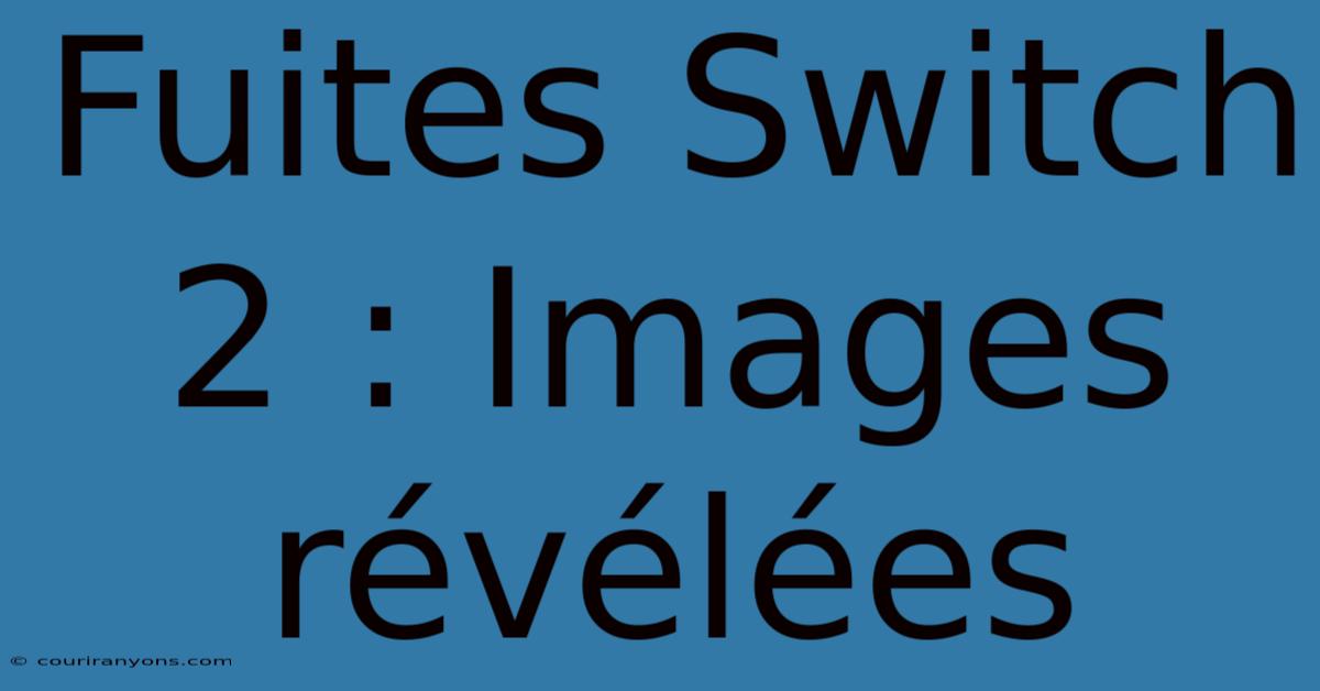 Fuites Switch 2 : Images Révélées