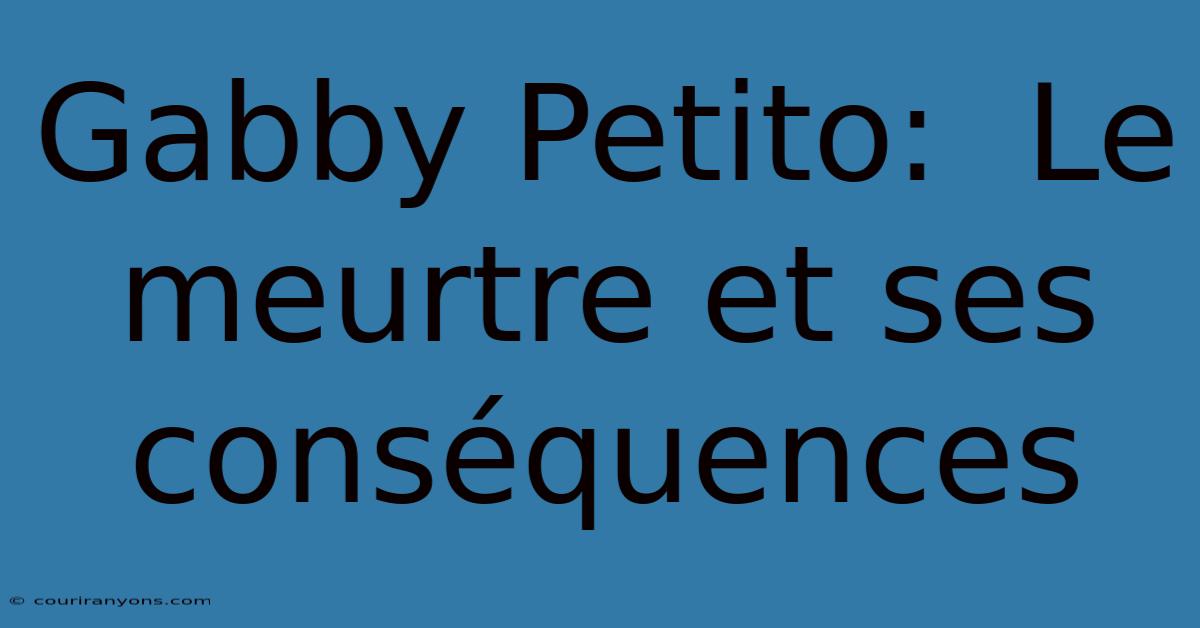 Gabby Petito:  Le Meurtre Et Ses Conséquences