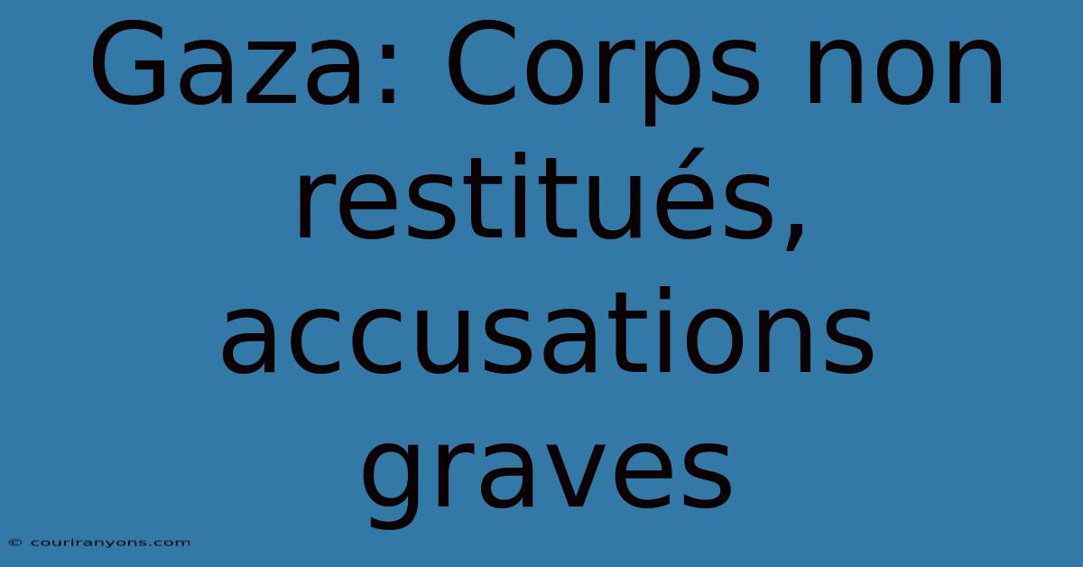 Gaza: Corps Non Restitués, Accusations Graves