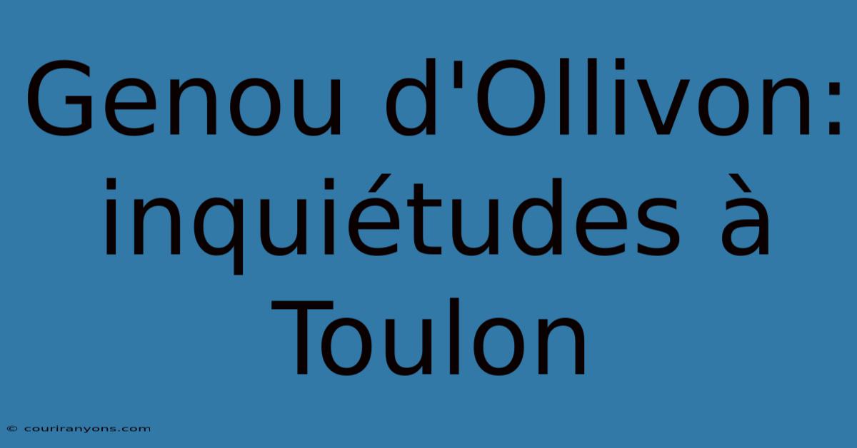 Genou D'Ollivon: Inquiétudes À Toulon