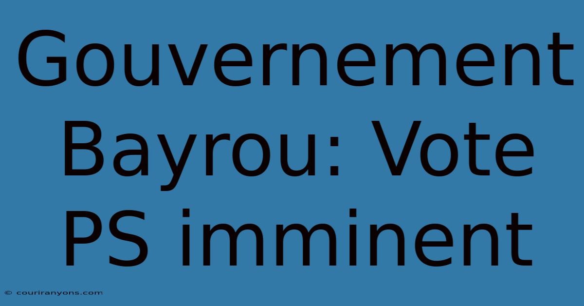 Gouvernement Bayrou: Vote PS Imminent