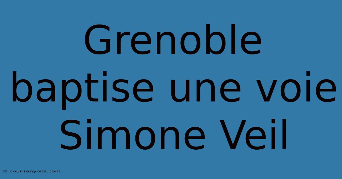 Grenoble Baptise Une Voie Simone Veil