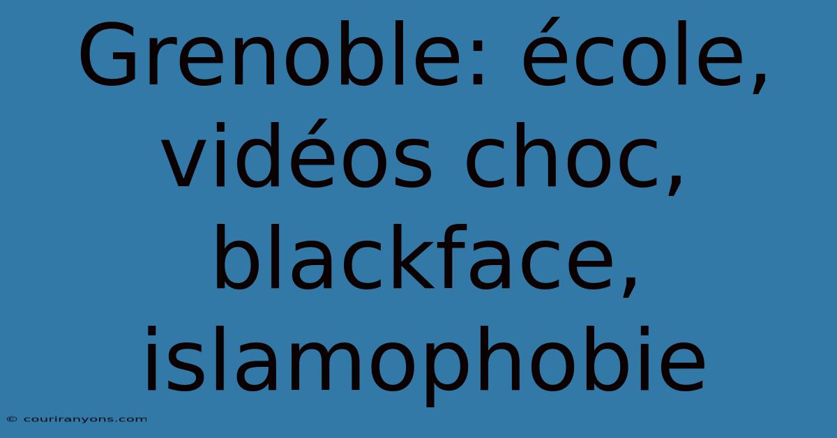 Grenoble: École, Vidéos Choc, Blackface, Islamophobie