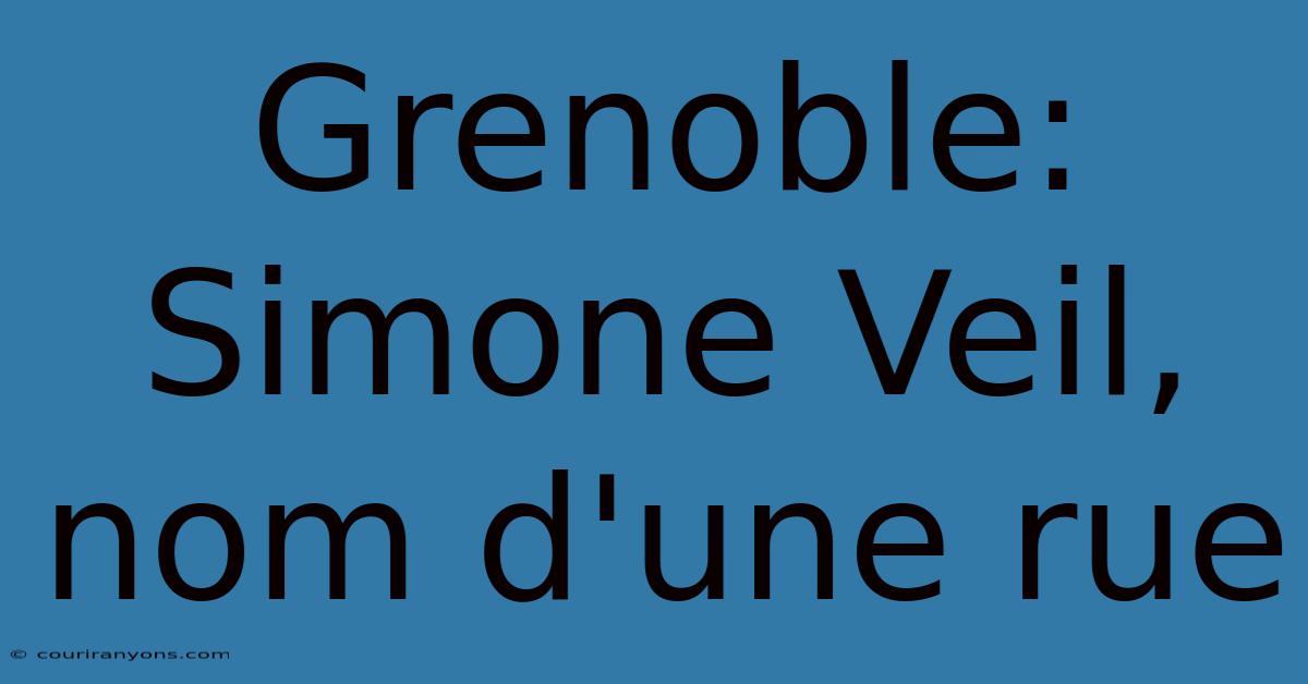 Grenoble: Simone Veil, Nom D'une Rue