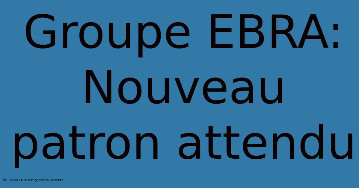 Groupe EBRA: Nouveau Patron Attendu