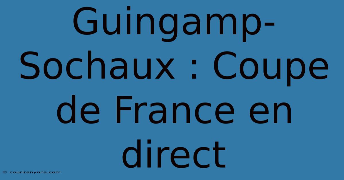 Guingamp-Sochaux : Coupe De France En Direct