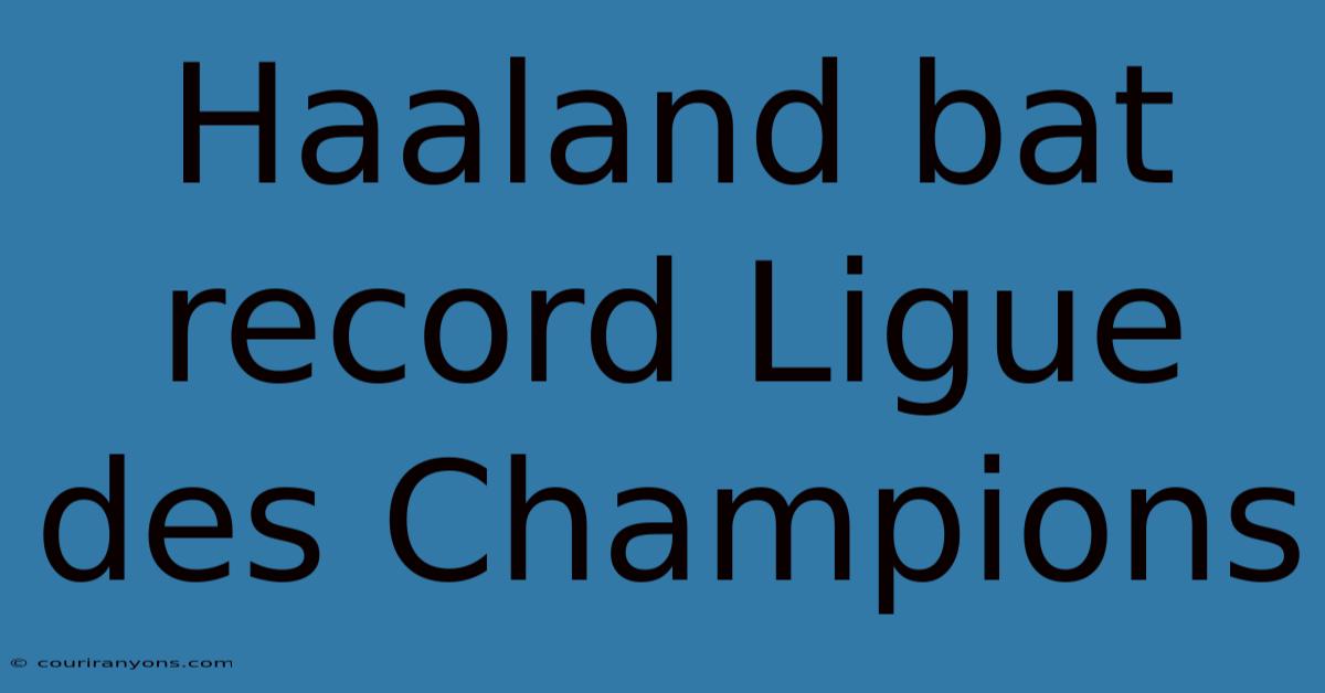 Haaland Bat Record Ligue Des Champions