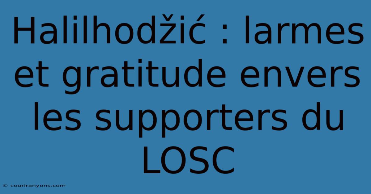 Halilhodžić : Larmes Et Gratitude Envers Les Supporters Du LOSC