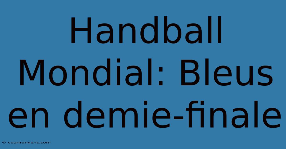 Handball Mondial: Bleus En Demie-finale