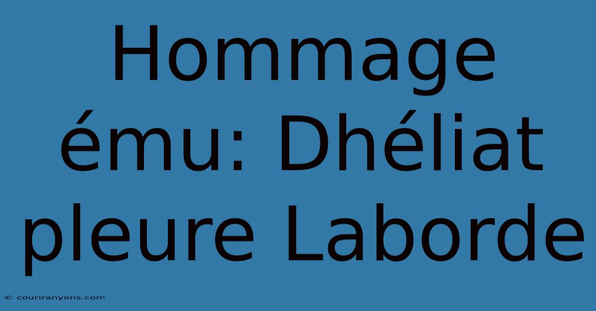 Hommage Ému: Dhéliat Pleure Laborde