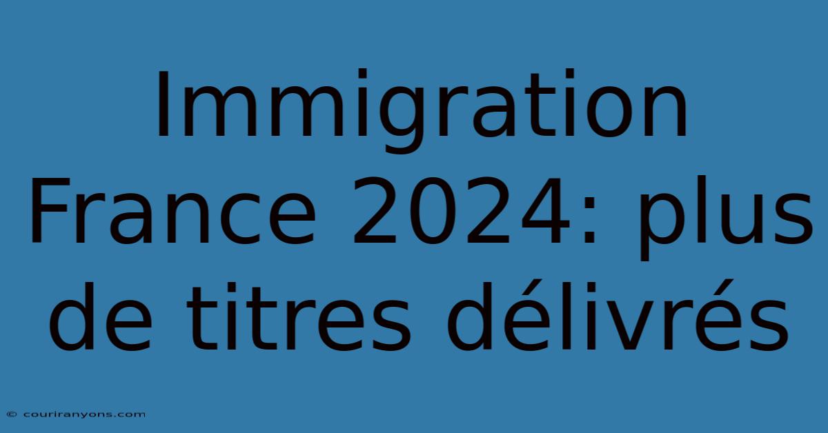 Immigration France 2024: Plus De Titres Délivrés