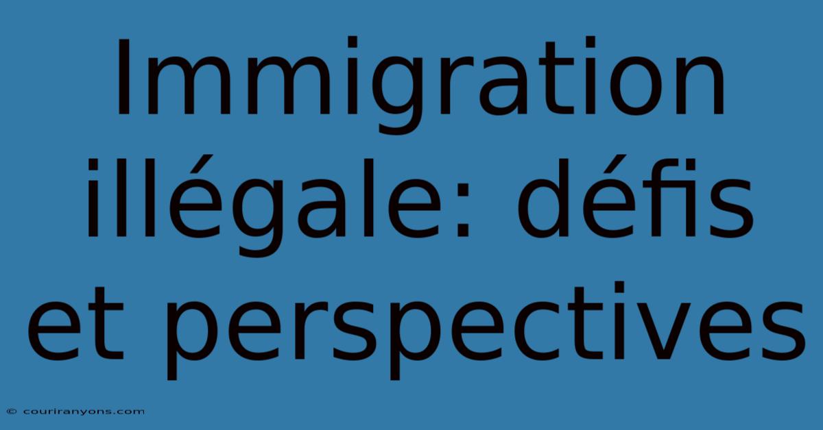 Immigration Illégale: Défis Et Perspectives