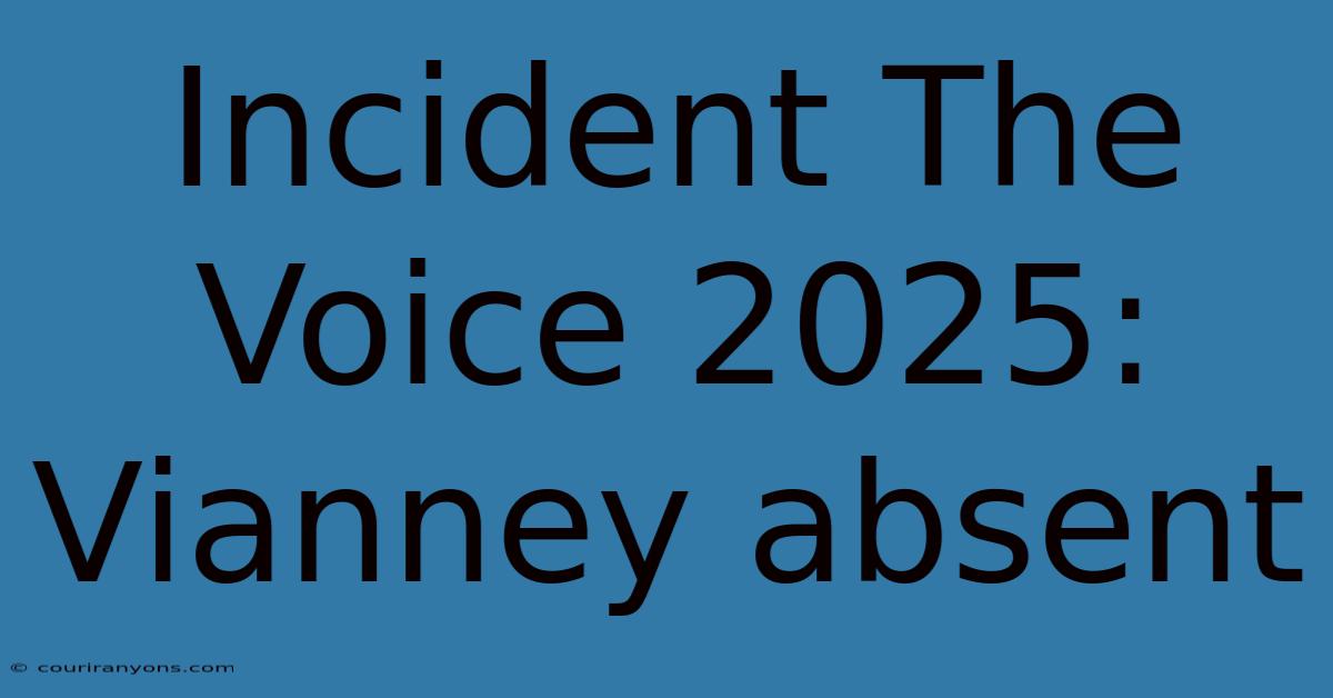 Incident The Voice 2025: Vianney Absent