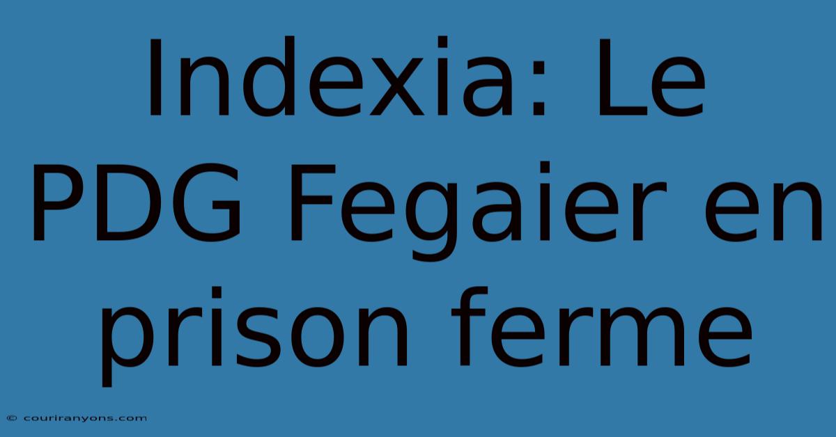 Indexia: Le PDG Fegaier En Prison Ferme