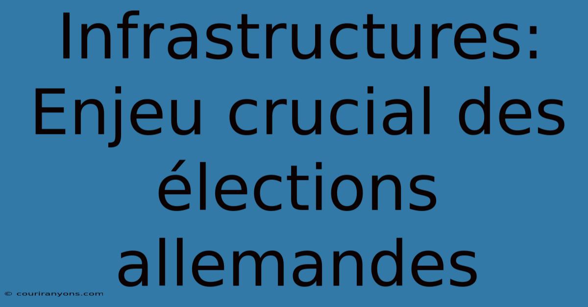 Infrastructures: Enjeu Crucial Des Élections Allemandes