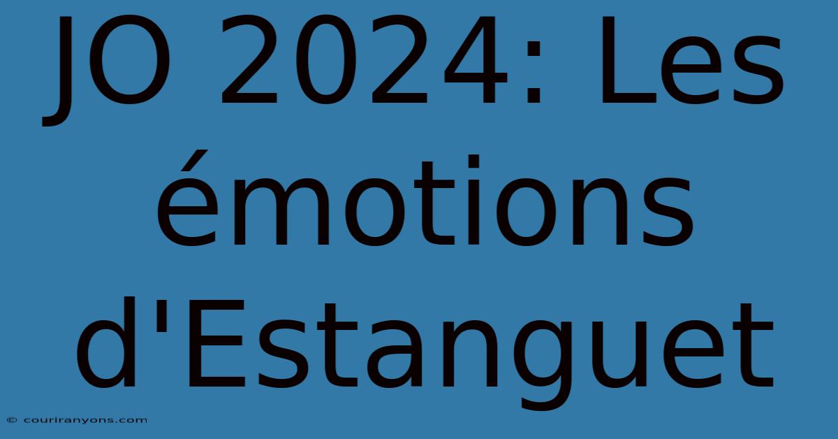 JO 2024: Les Émotions D'Estanguet