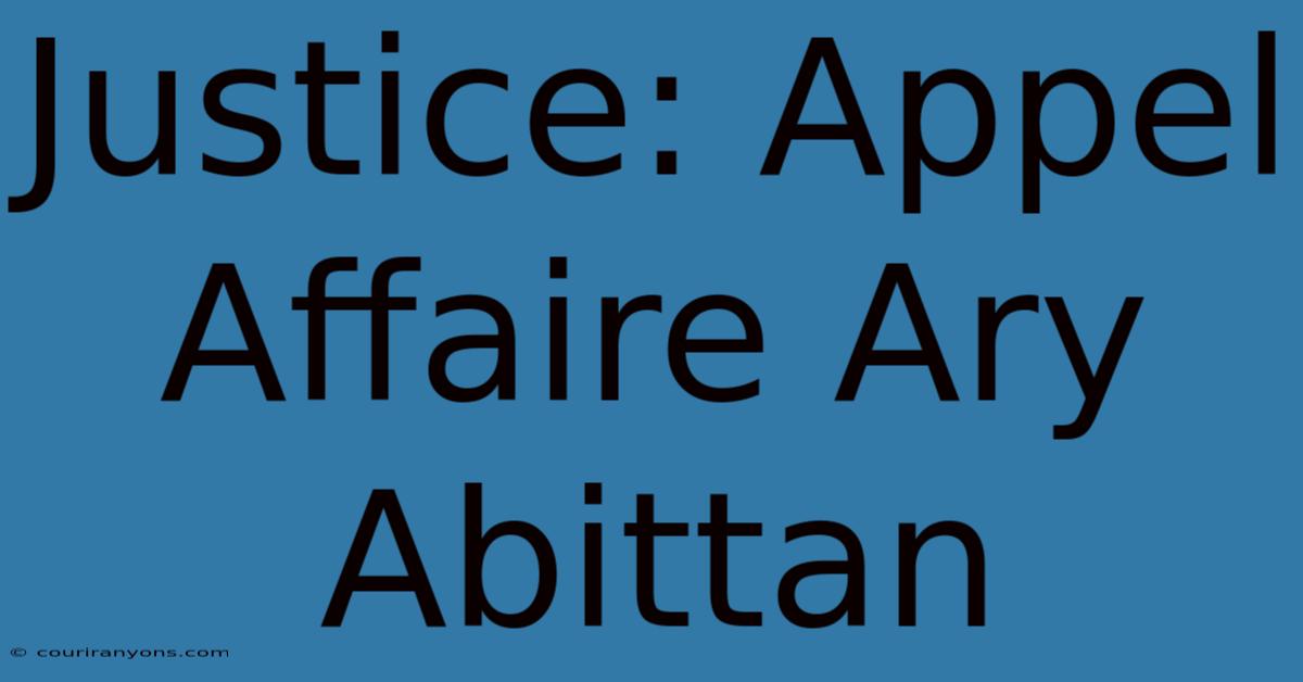 Justice: Appel Affaire Ary Abittan