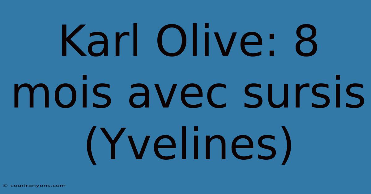 Karl Olive: 8 Mois Avec Sursis (Yvelines)