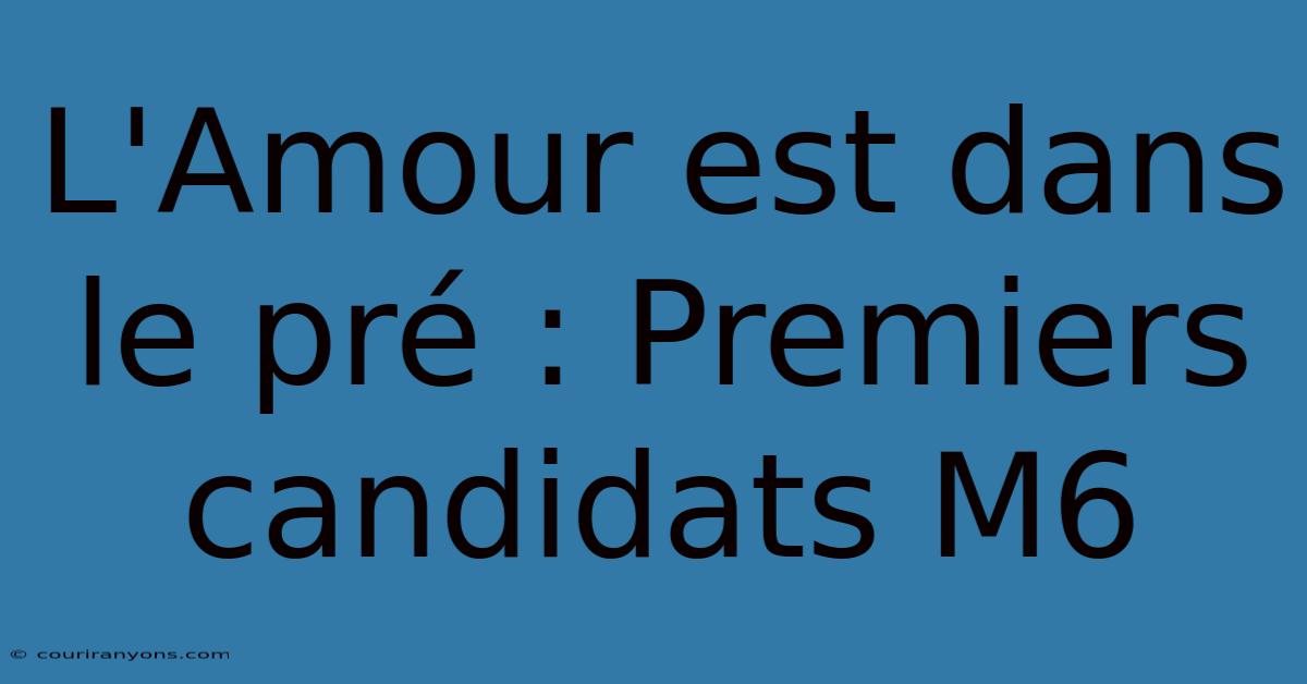 L'Amour Est Dans Le Pré : Premiers Candidats M6