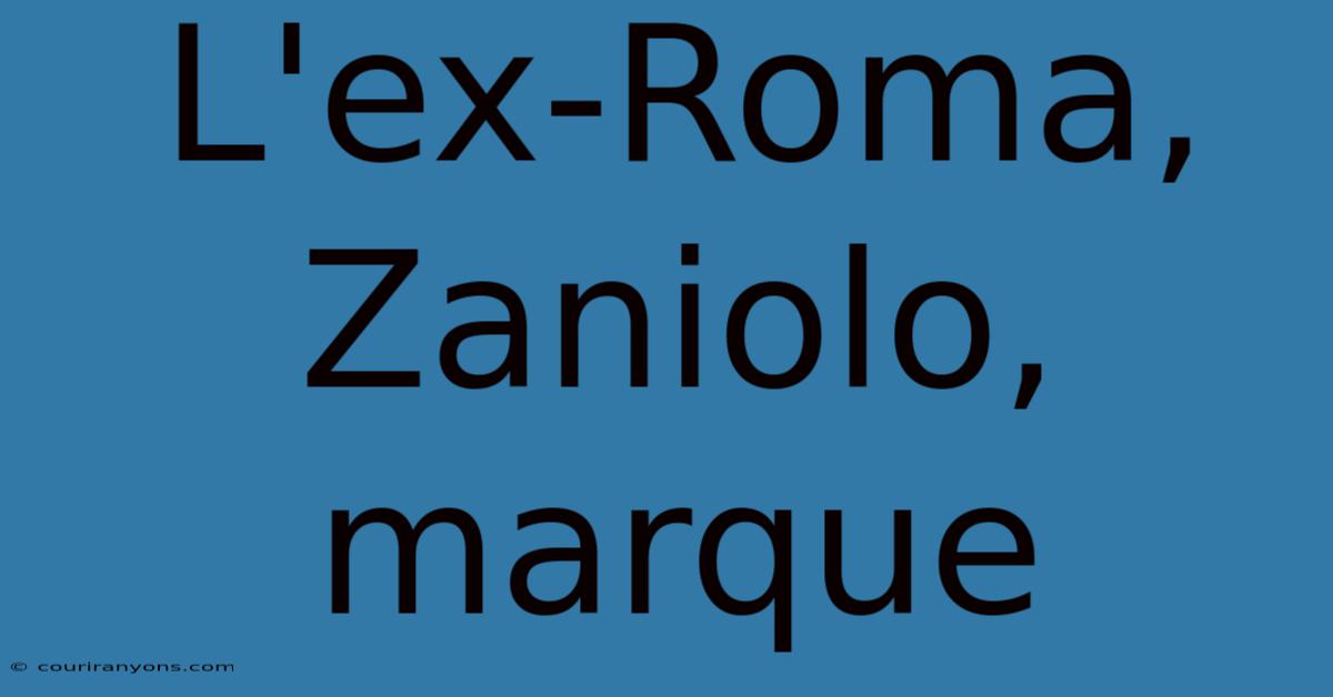 L'ex-Roma, Zaniolo, Marque