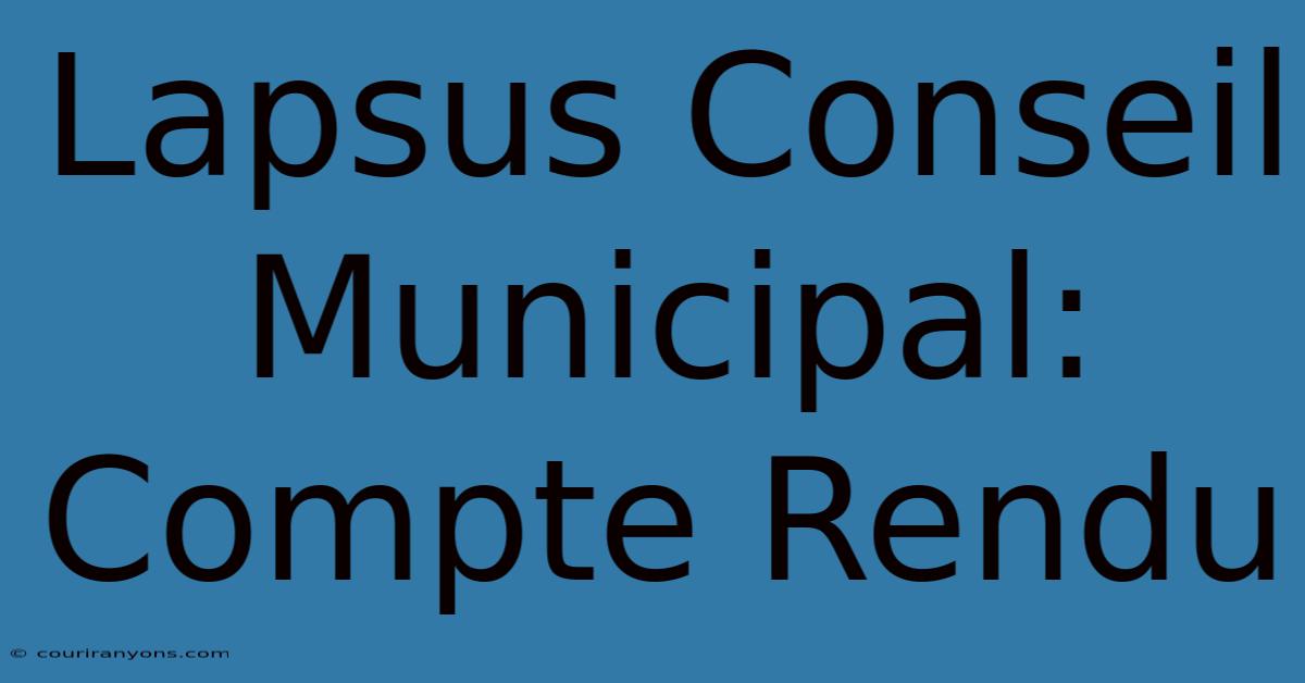 Lapsus Conseil Municipal: Compte Rendu