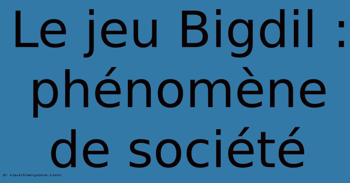 Le Jeu Bigdil : Phénomène De Société