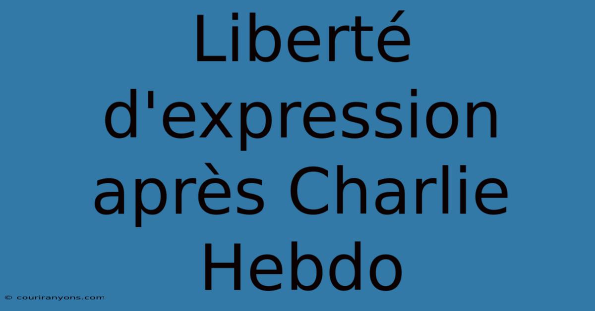 Liberté D'expression Après Charlie Hebdo