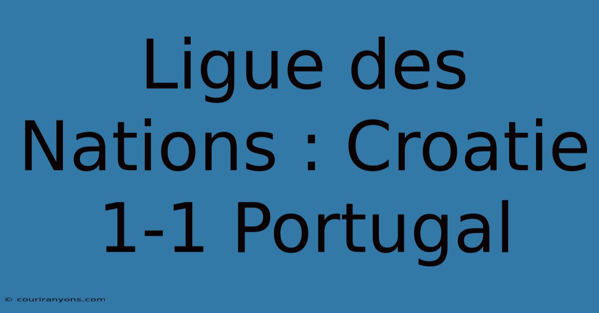 Ligue Des Nations : Croatie 1-1 Portugal