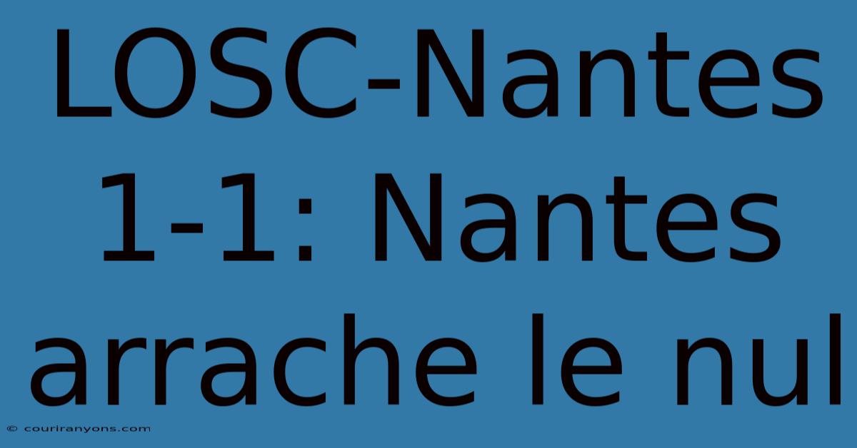 LOSC-Nantes 1-1: Nantes Arrache Le Nul