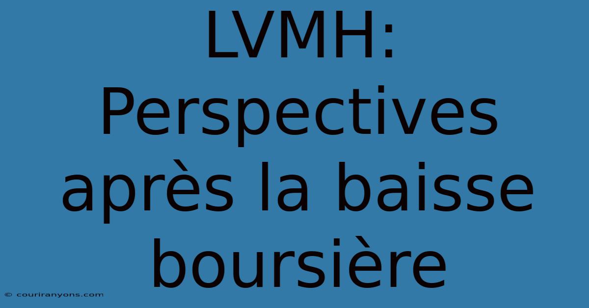 LVMH: Perspectives Après La Baisse Boursière