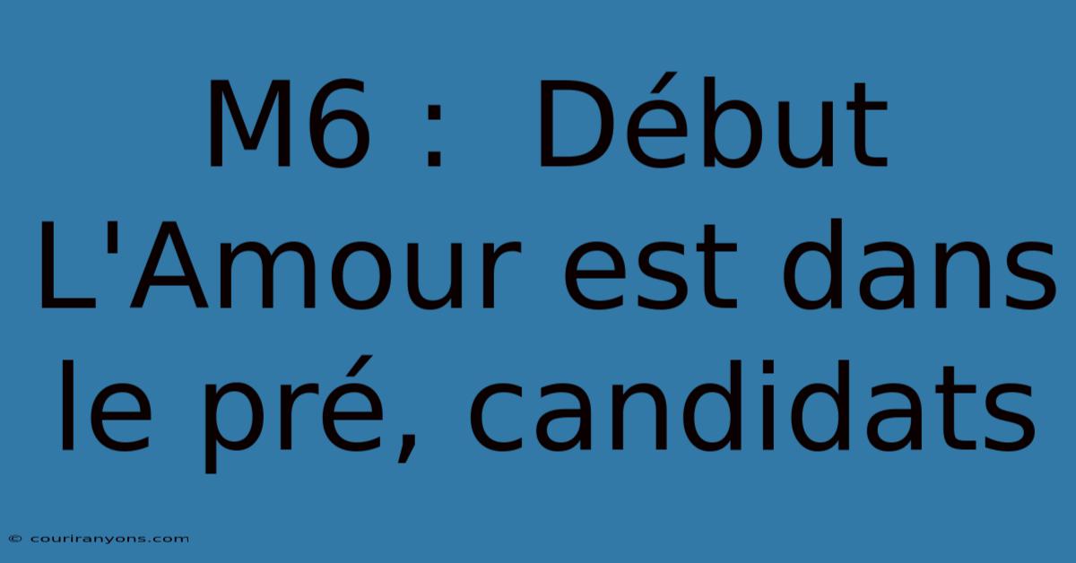 M6 :  Début L'Amour Est Dans Le Pré, Candidats