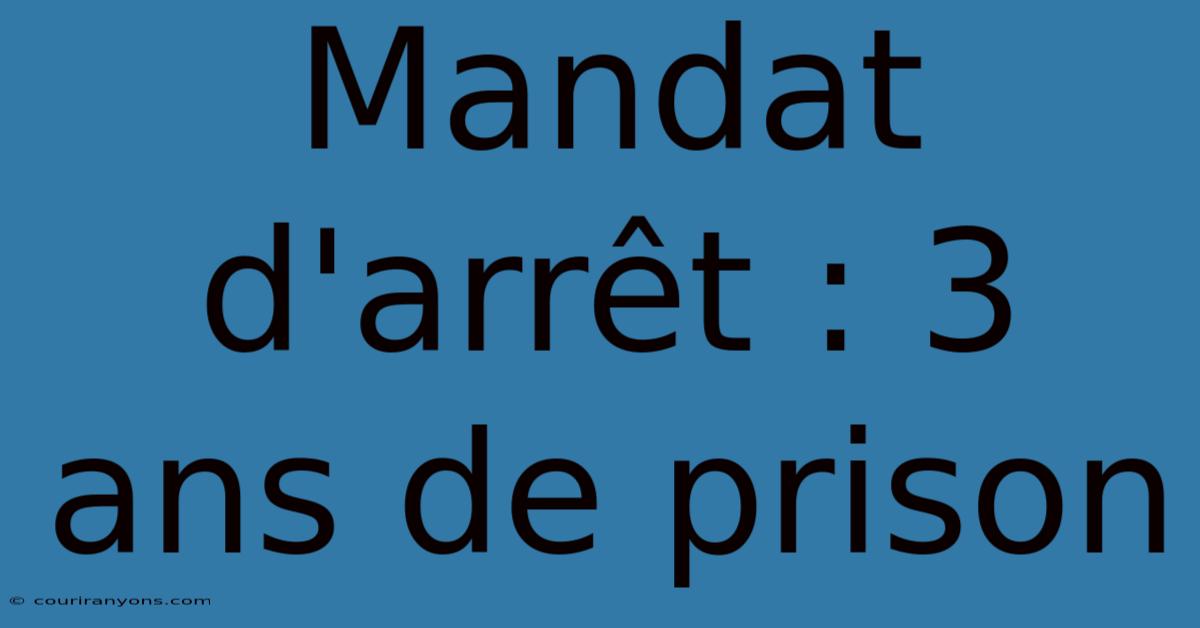 Mandat D'arrêt : 3 Ans De Prison