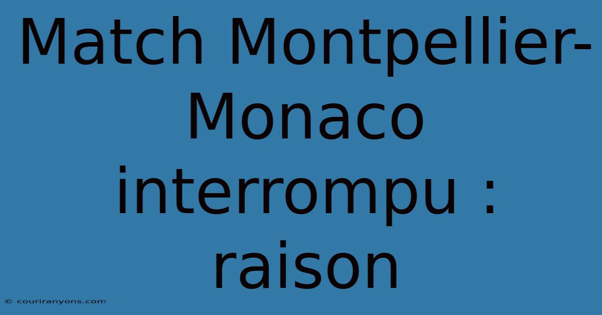 Match Montpellier-Monaco Interrompu : Raison