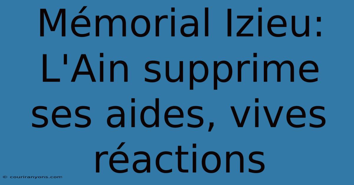 Mémorial Izieu: L'Ain Supprime Ses Aides, Vives Réactions