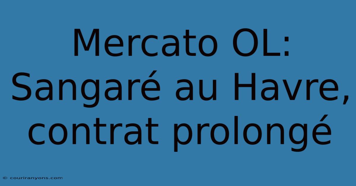 Mercato OL: Sangaré Au Havre, Contrat Prolongé