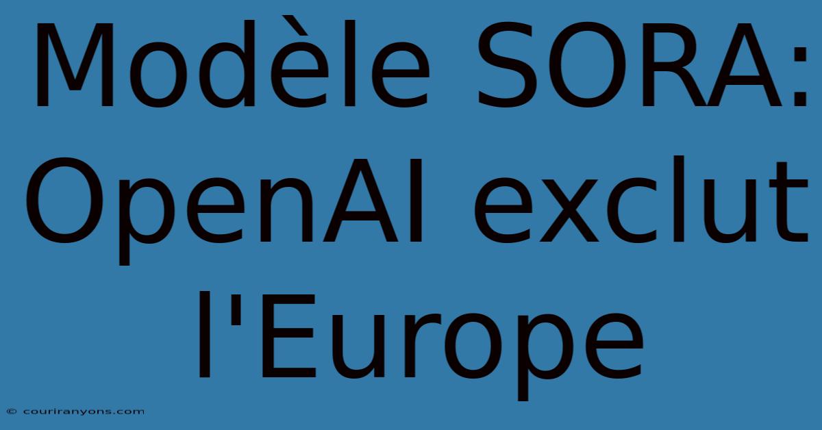 Modèle SORA: OpenAI Exclut L'Europe