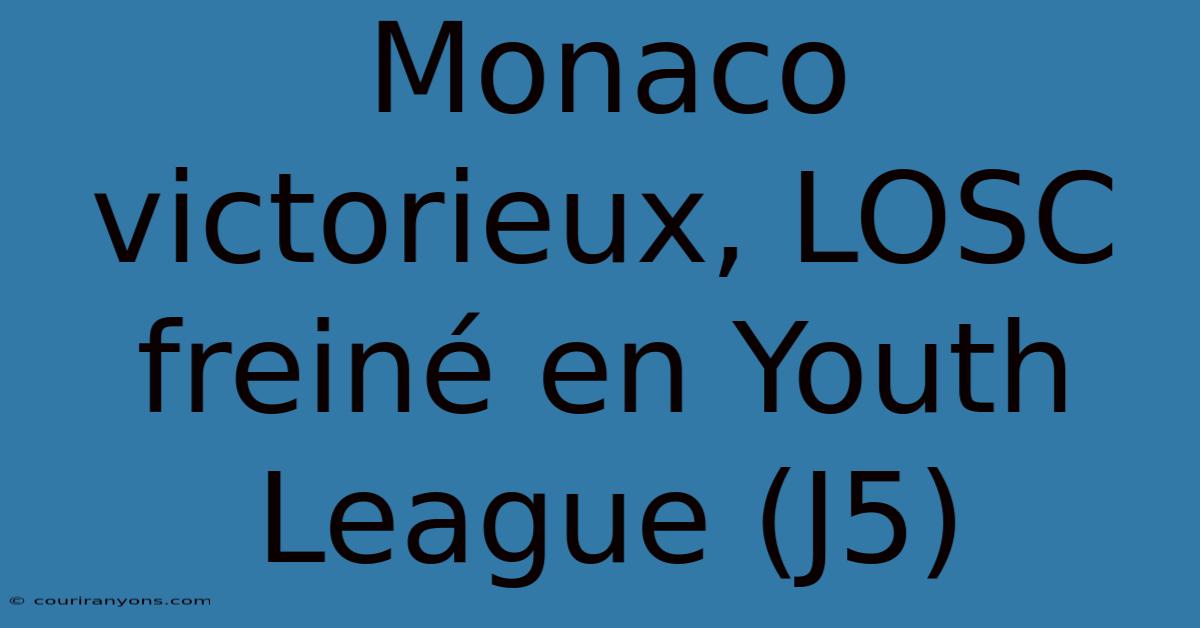 Monaco Victorieux, LOSC Freiné En Youth League (J5)